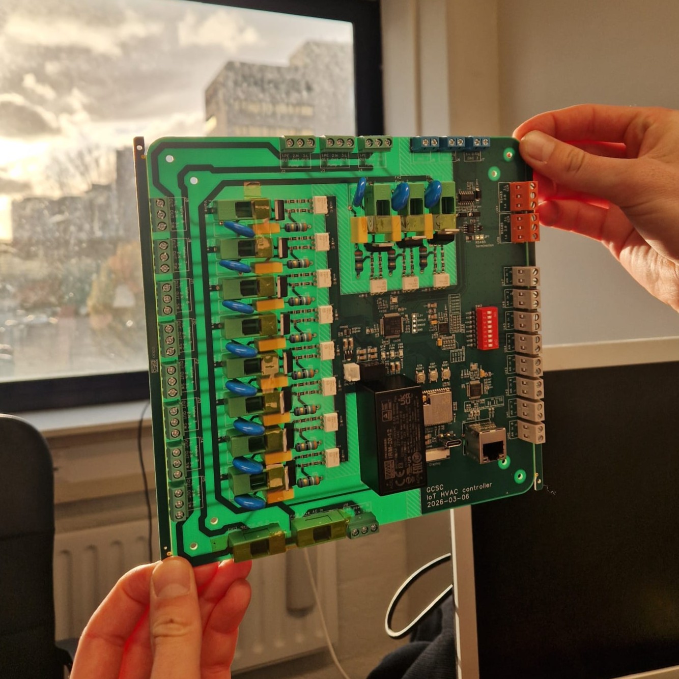 GCSC's custom IoT HVAC controller PCB