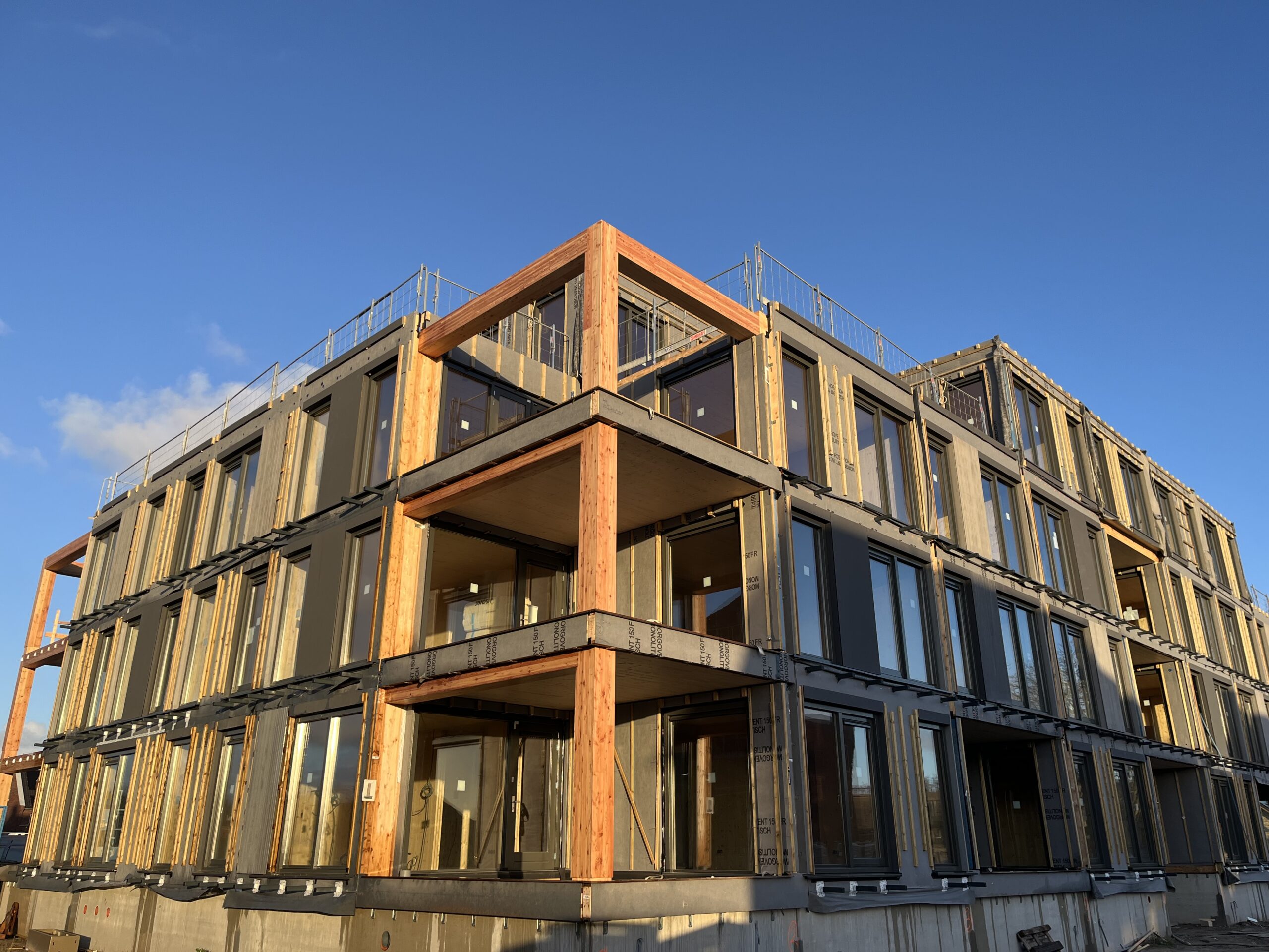 Timber-frame biobased building under construction
